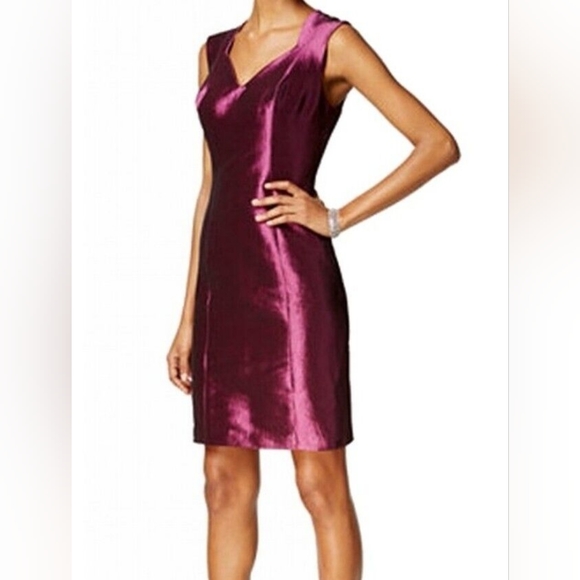 b michael America Red Collection Taffeta V-Neck Sleeveless Sheath Dress Size 12 - Picture 2 of 3